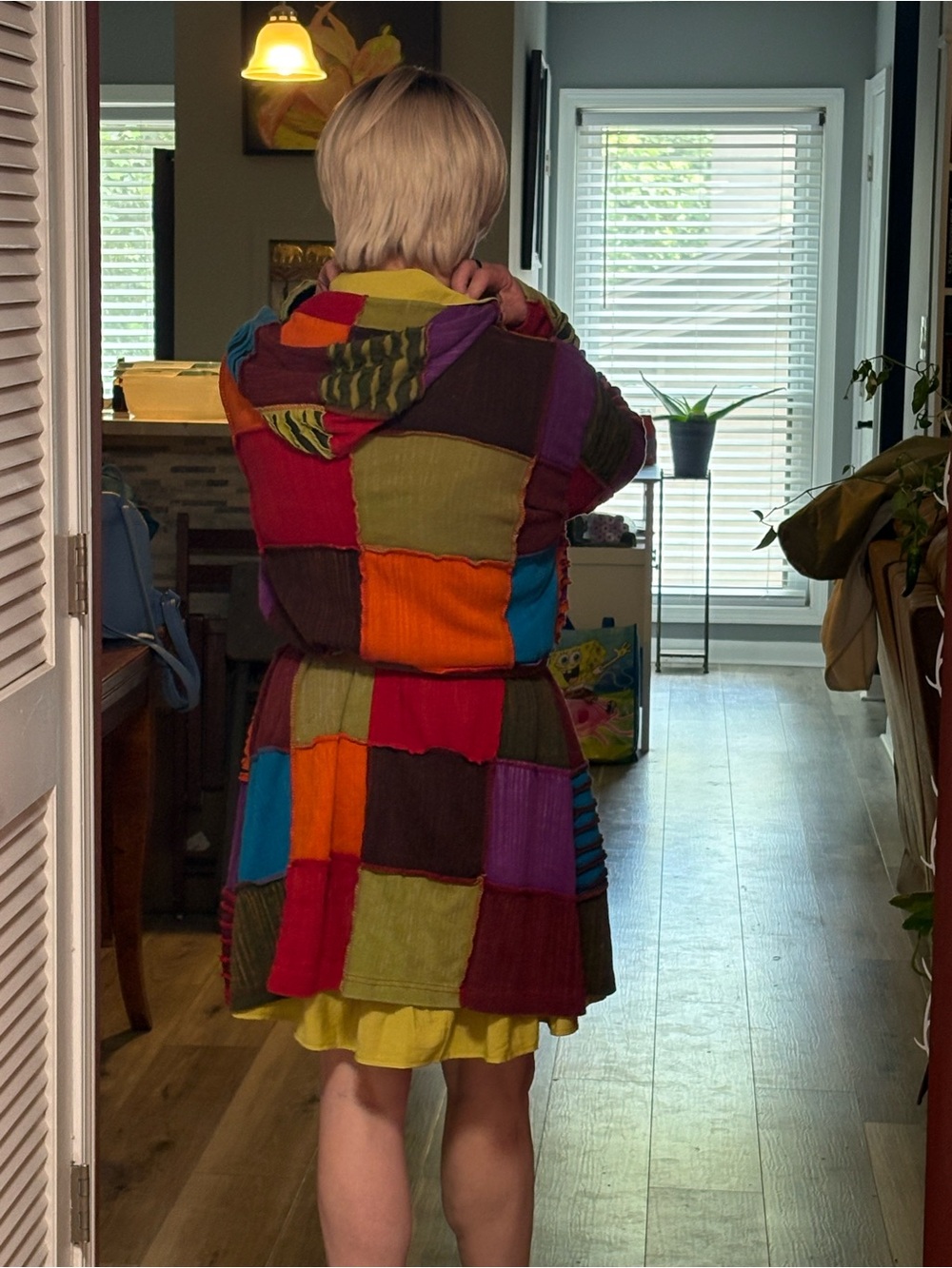 Colorblock Patchwork Hooded Cardigan - Multicolor - Picture 3 of 5